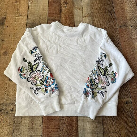 Urban Revivo Womens White Floral Embroidered Cotton Sweatshirt Size 8 - Picture 6 of 6